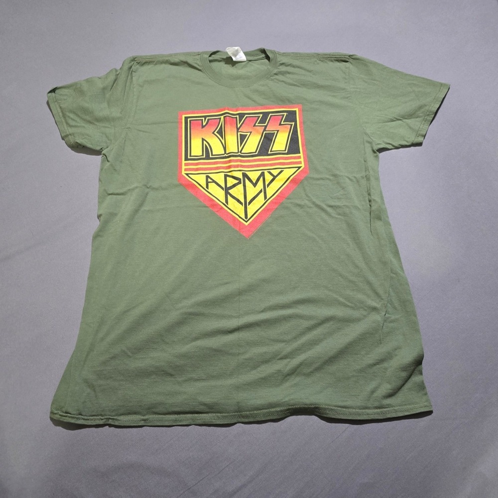 Gildan Kiss Army T-Shirt Mens XL Green Graphic Band Tee Short Sleeve Softstyle